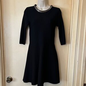 Only Edge Black Long Sleeve KnitDress with Chainlink Neckline size S